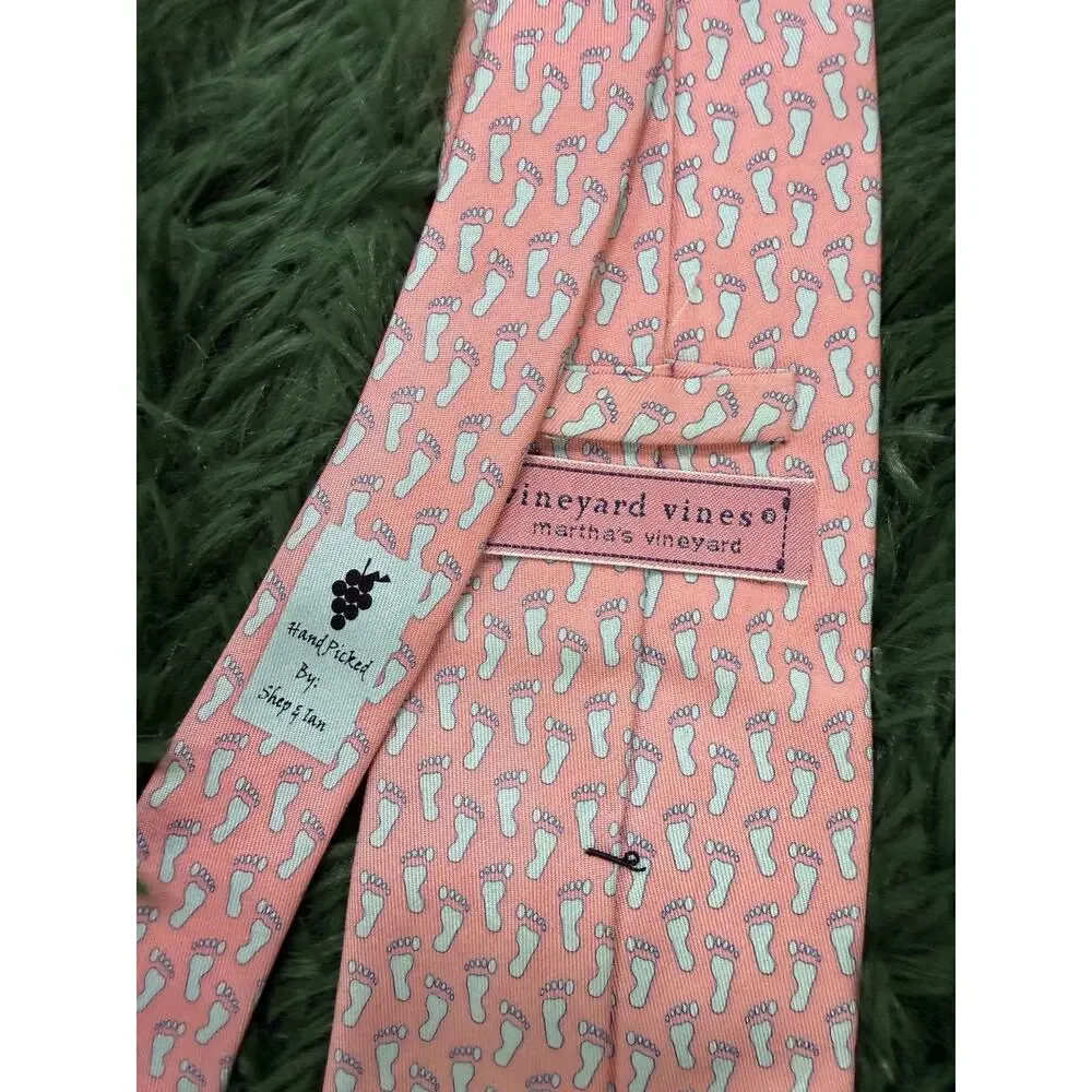 Vineyard Vines Men's Silk Tie Lot Pink Footprint Green Lacrosse Novelty Preppy
